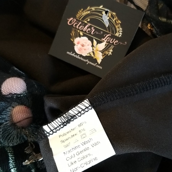 🌞Unique October Love Sheer Flower Sleeves Spring Top Sexy - Picture 9 of 9